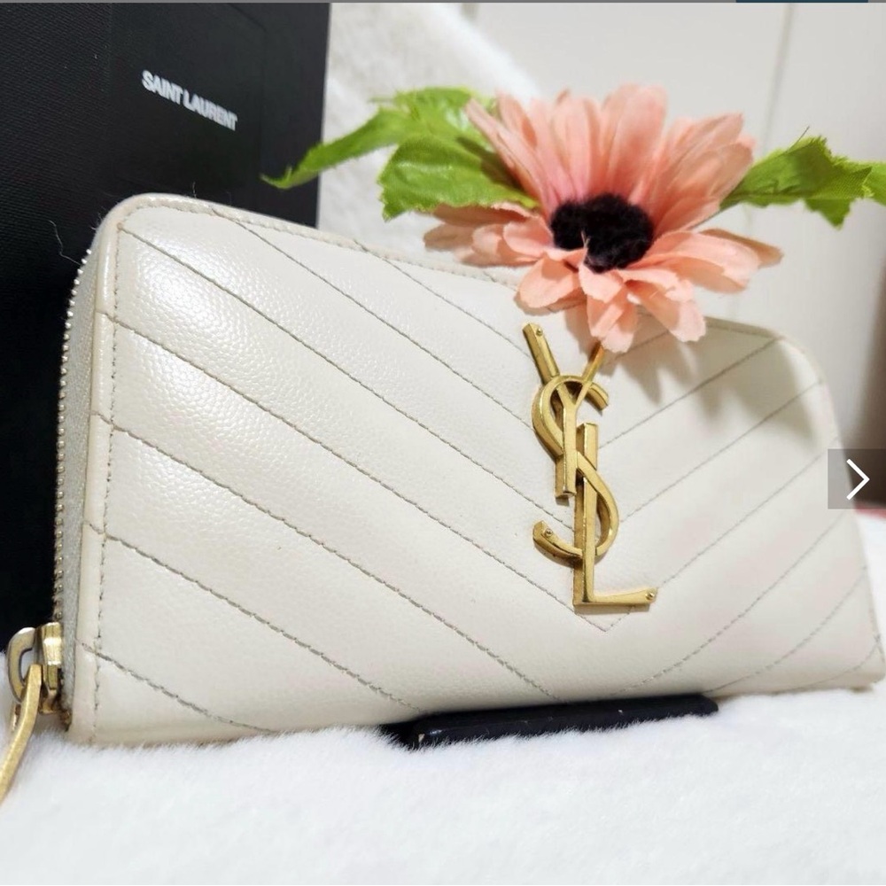 Saint Laurent White Leather Wallet